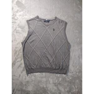 US Polo ASSN Sweater Vest Mens XL Gray Cabincore Cozycore Big Pony Geometric